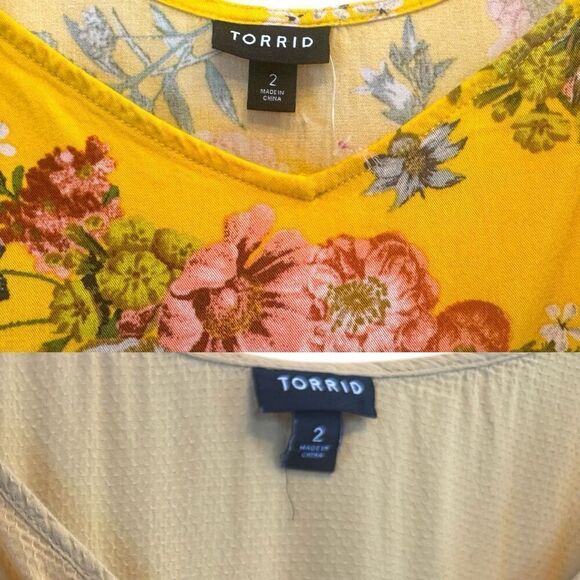 Torrid Yellow Ava Stretch Challis & Sophie Textured Bow Front Swing Cami Lot 2 2 - Picture 15 of 15